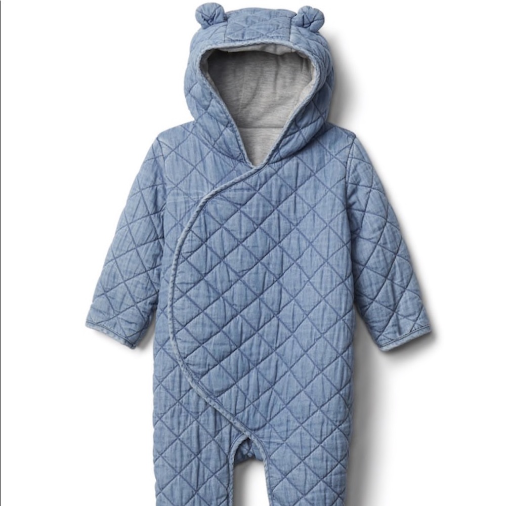 Baby Quilted Chambray Bear One-piece Suit
